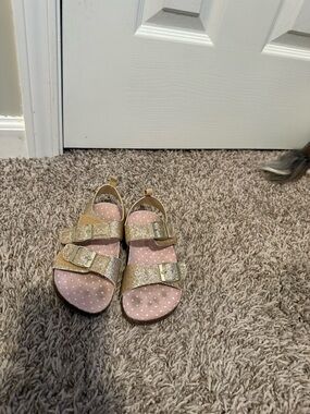 Girls' Glitter Buckle Sandals - Pink & Gold